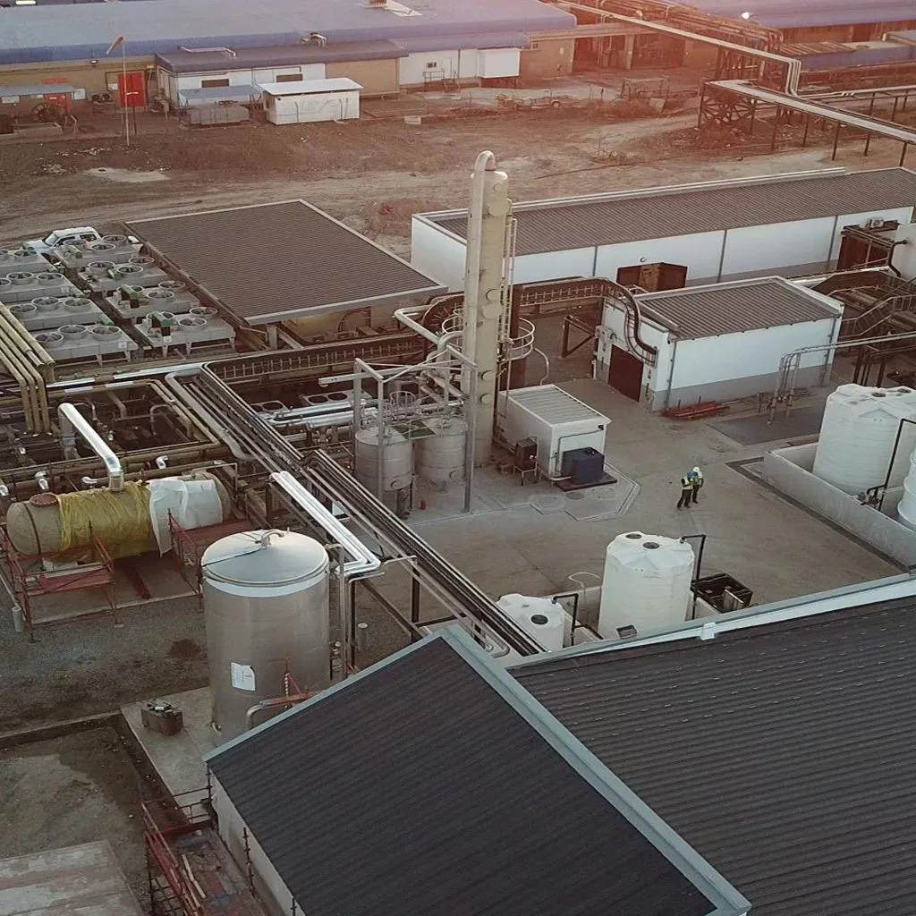 Aerial view of an industrial wastewater treatment plant